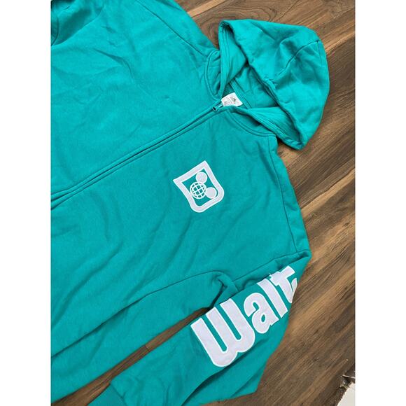 Walt Disney World stitched spell-out castle teal graphic full zip-up hoodie L - Picture 4 of 5